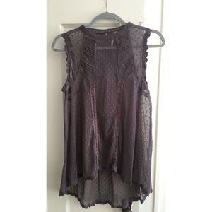 Free People Lace Tank with Button Detail on Back